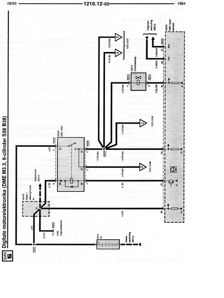 BMW S38 B38 Engine Wiring Diagram - German | PDF