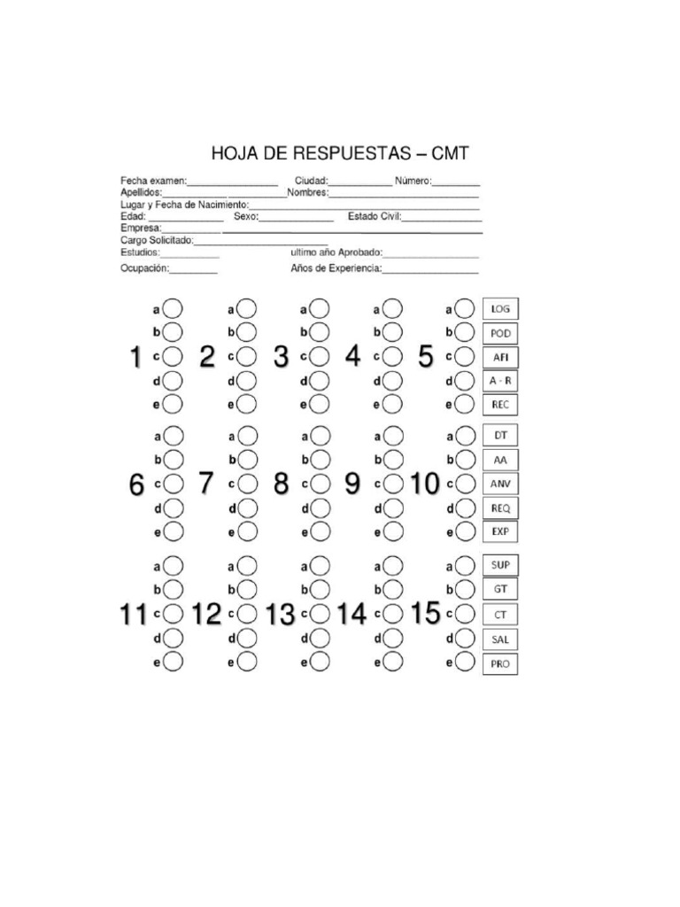 Hoja de Respuestas CMT PDF