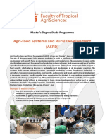 Agri-Food Systems and Rural Development (ASRD) : Master's Degree Study Programme