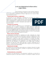 Características de Una Administración Burocrática Según Weber