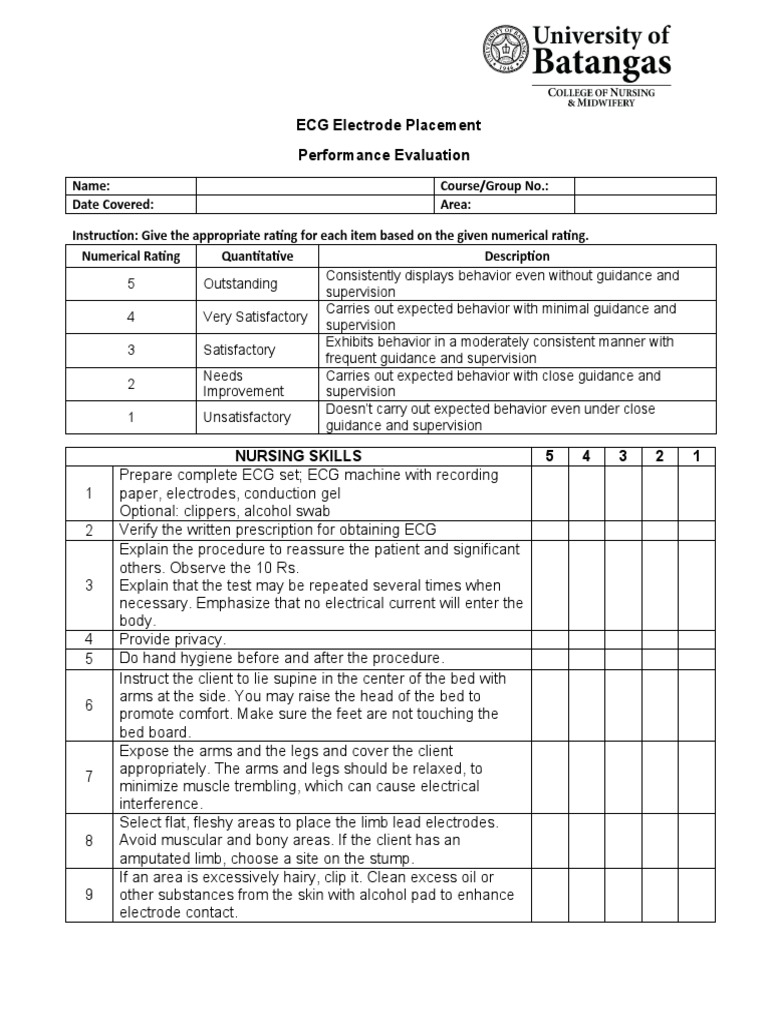 ECG Electrode Placement Guidelines | PDF | Electrocardiography ...