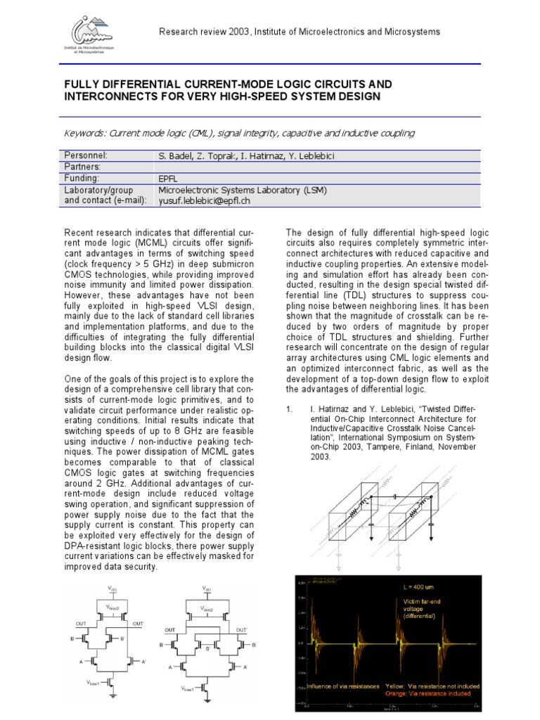 High-Speed Current-Mode Logic Design | PDF | Logic Gate | Electrical ...
