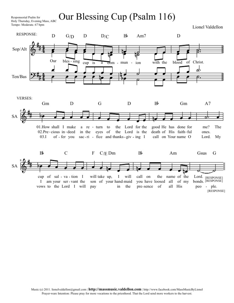 Our Blessing Cup (Psalm 116) PDF Worship Christian Soteriology