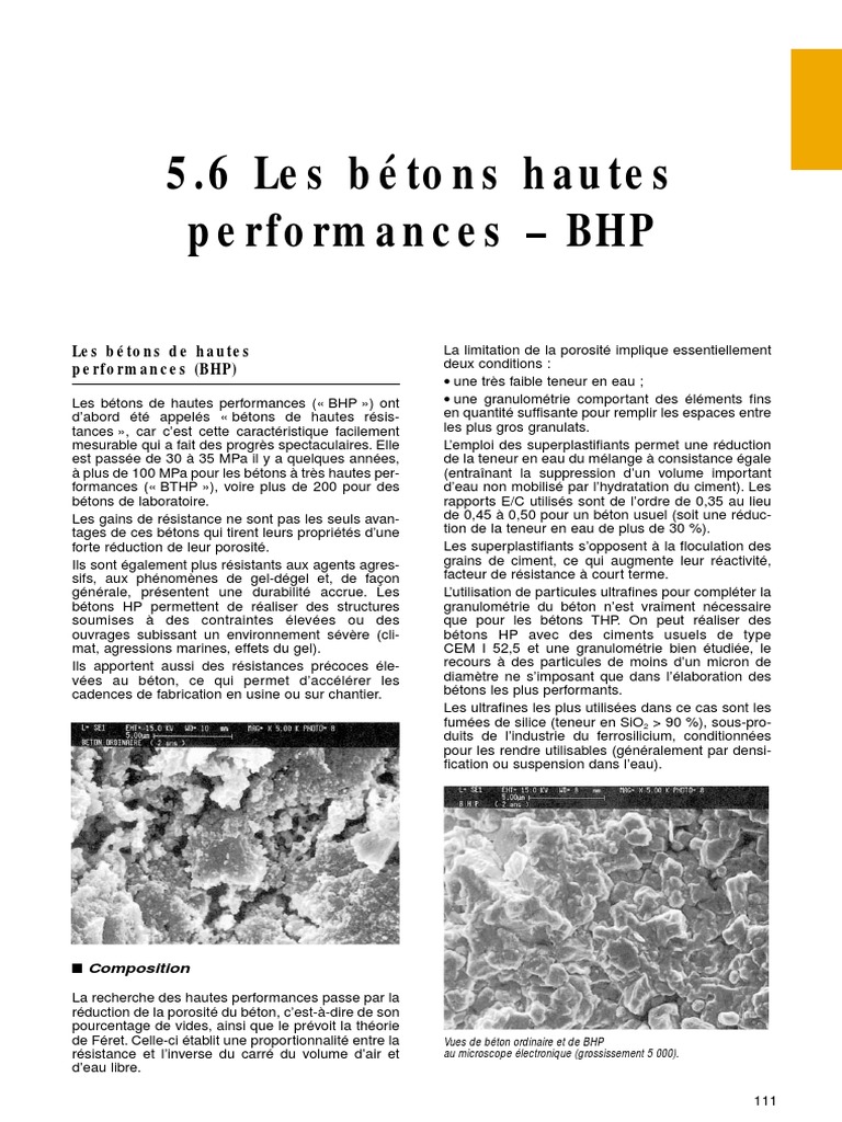 Les Bétons de Hautes Performances (BHP) | PDF | Béton | Pont
