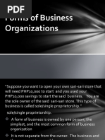 Forms of Business Organizations