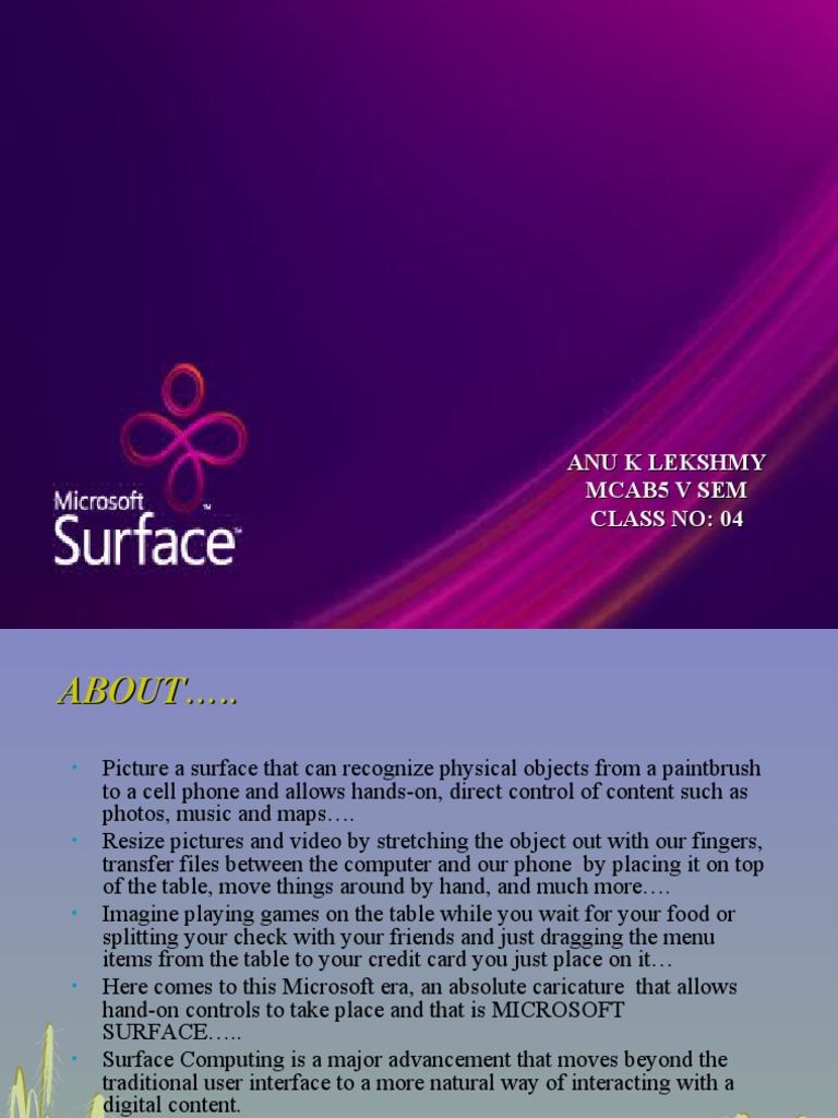 Microsoft Surface Computing Overview | PDF | Graphical User Interfaces ...