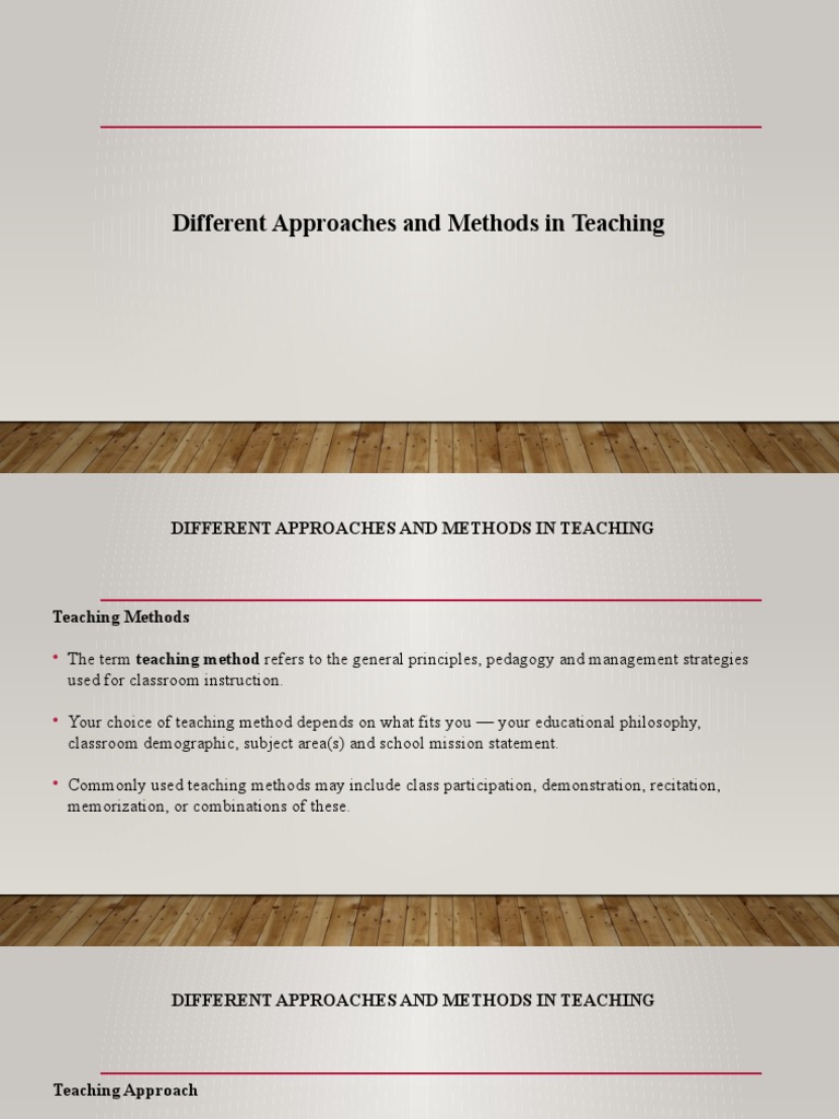Teaching Approaches and Methods Explained | PDF | Teaching Method ...