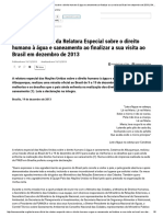 Declaração Oficial Da Relatora Especial Sobre o Direito Humano à Água e Saneamento Ao Finalizar a Sua Visita Ao Brasil Em Dezembro de 2013 _ ONU Brasil