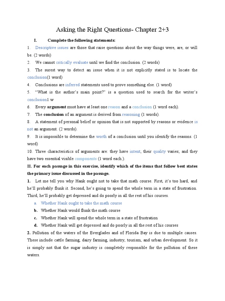 Asking The Right QuestionsChapter 2+3 Descriptive Issues PDF