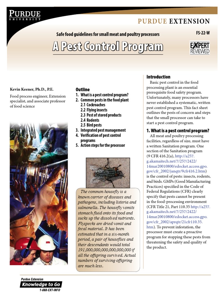 Guidelines for Establishing an Effective Pest Control Program for Small ...