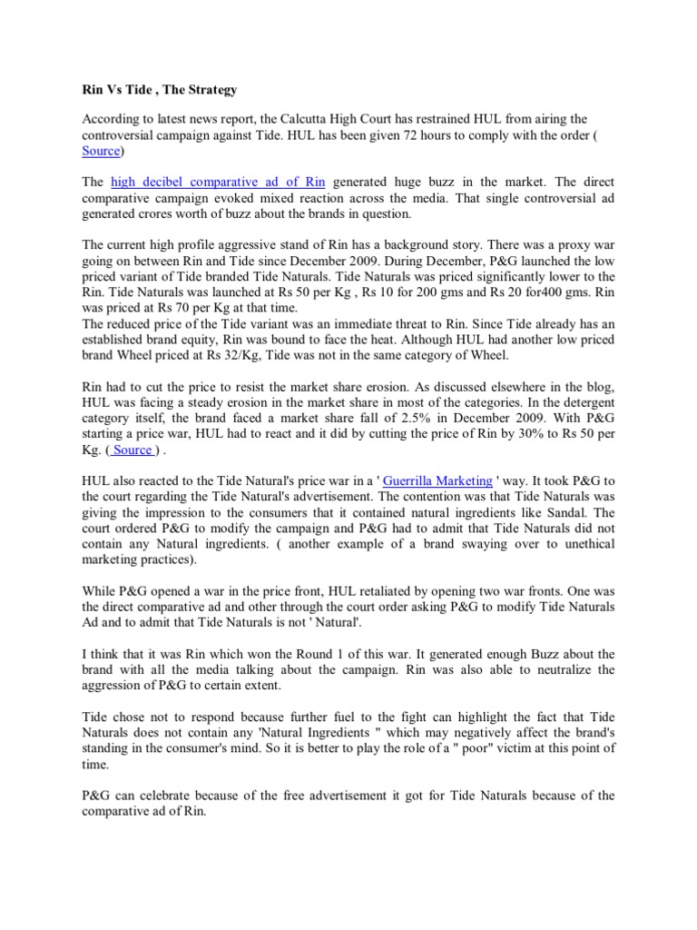Case Study of Rin Vs Tide Marketing Strategy | PDF | Business