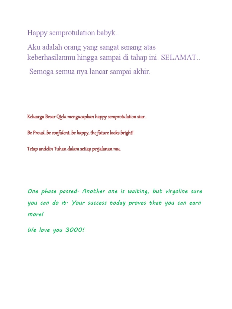 Ucapan Selamat Happy Semprotulation | PDF