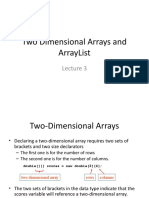 Two Dimensional Arrays and Arraylist