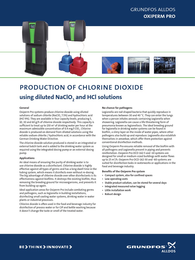 Production of Chlorine Dioxide Using Diluted Naclo and HCL Solutions PDF Chemical