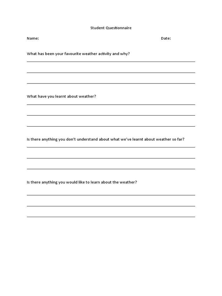 Student Questionnaire | PDF | Career & Growth | Wellness
