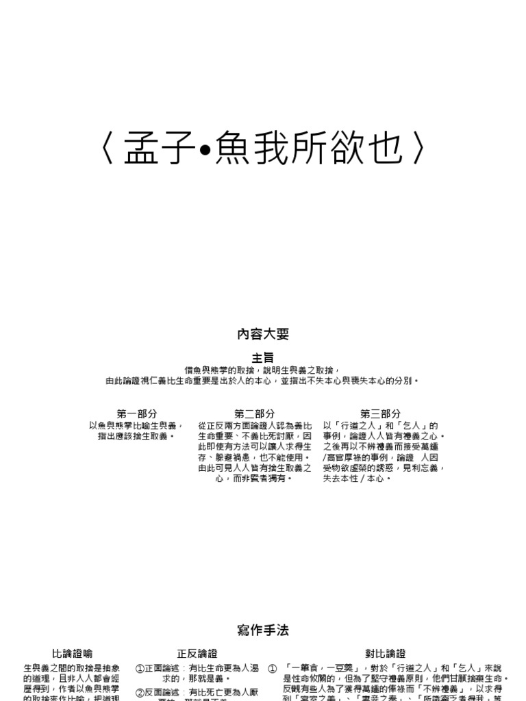 孟子- 魚我所欲也〉 | PDF