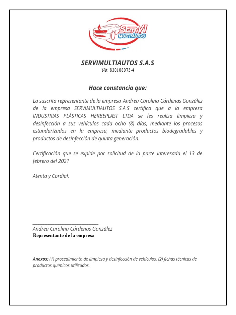 Despedida práctico Sabroso certificado de desinfeccion