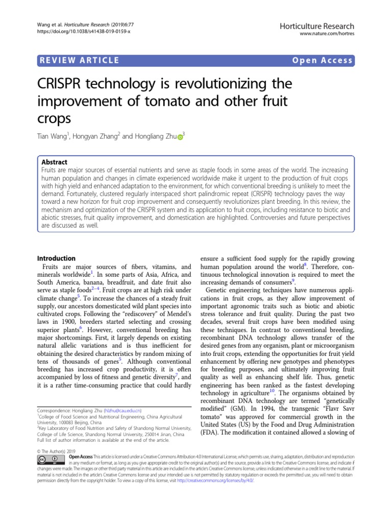 CRISPR Technology Is Revolutionizing The Improvement of Tomato and ...