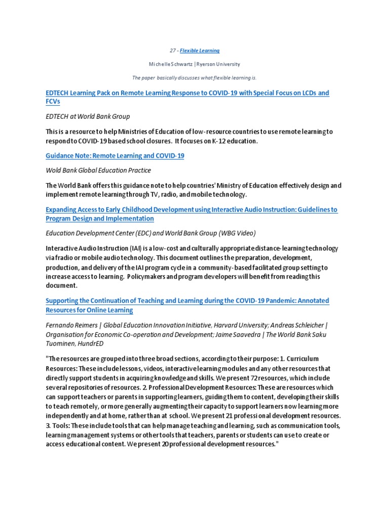 Flexible Learning Strategies Overview | PDF | Educational Technology ...