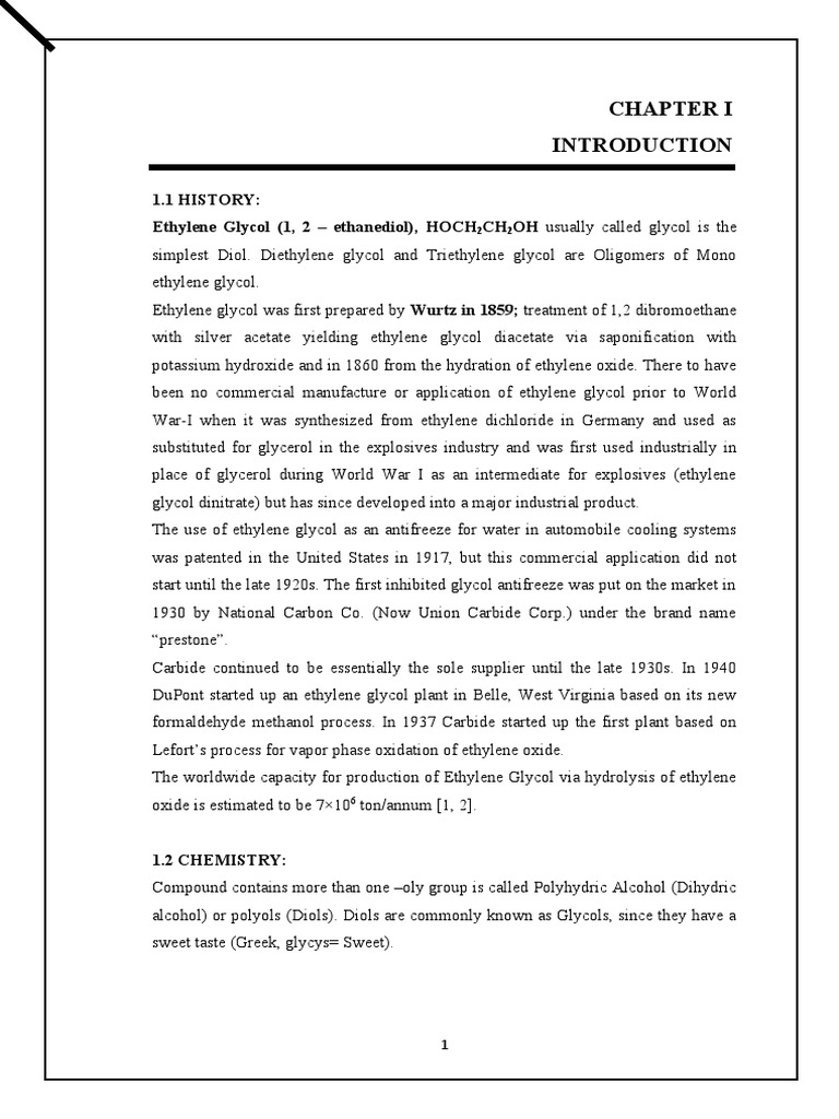 Ethylene Glycol Chemical Engineering Final Year Project Pdf Ester