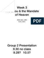 Week 3 The Zhou & The Mandate of Heaven: Asia 320, Ubc 9.23, 2021