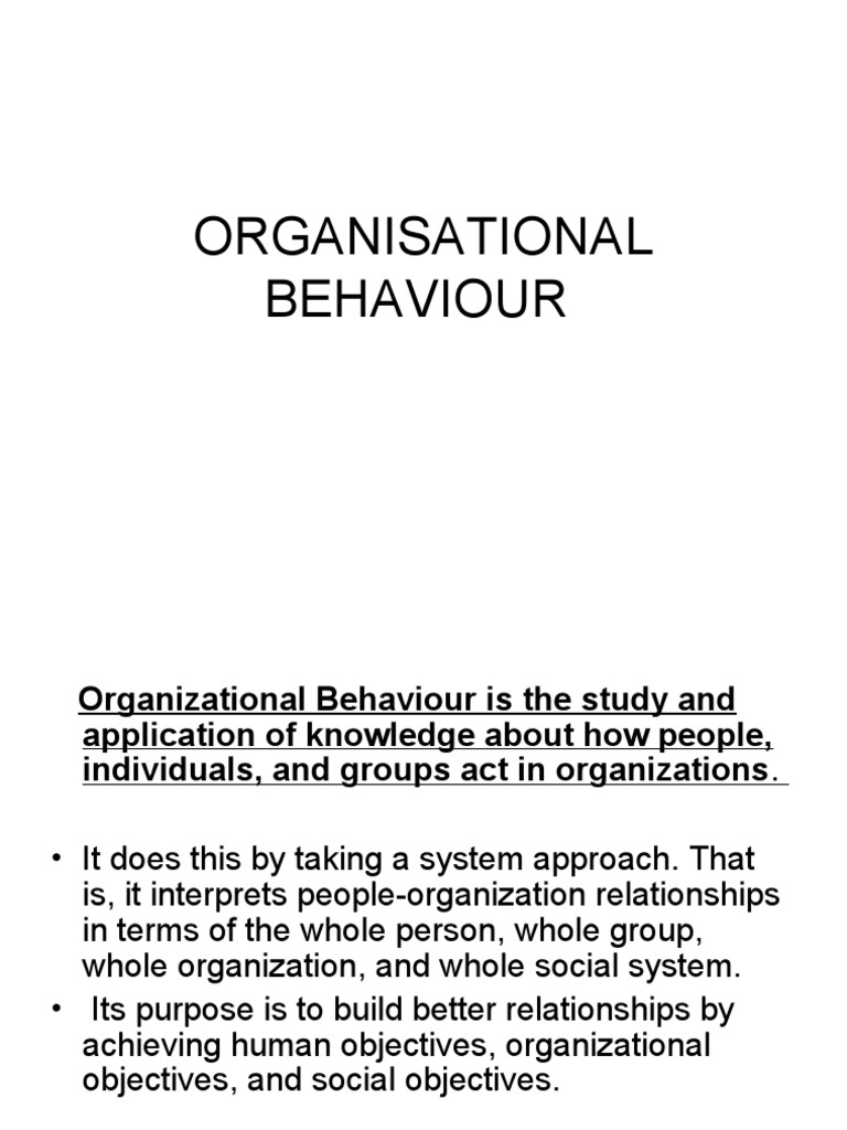 Understanding Organizational Behaviour | PDF | Organizational Behavior ...