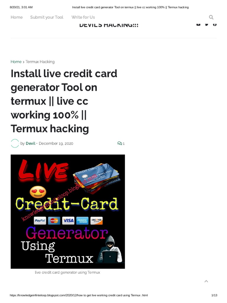 Install Live Credit Card Generator Tool On Termux Live CC Working 100