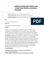 Efektivitas Pemberian Posisi Semi Fowler Pada Pasien Tuberculosis Paru Dengan Gangguan Kebutuhan Oksigenasi