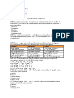 Avaliação de Química 1° Ano (Agosto)