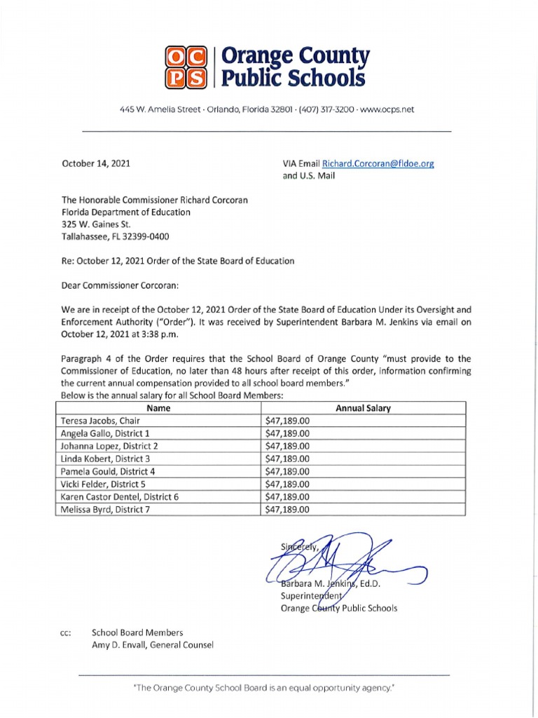 Orange County School Board Response To State Over Mask Mandates | PDF