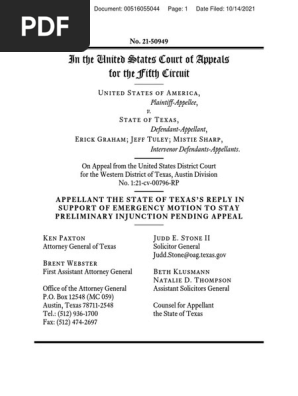 Texas Reply in US v Texas