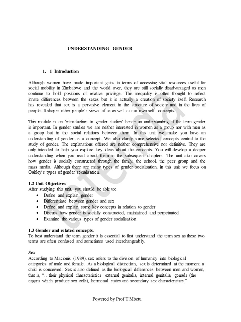 Outline Of Introduction To Gender Studies Slideshare