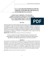 Evaluación de La Capacidad de Fertilización de Lodos Extraidos de Rio