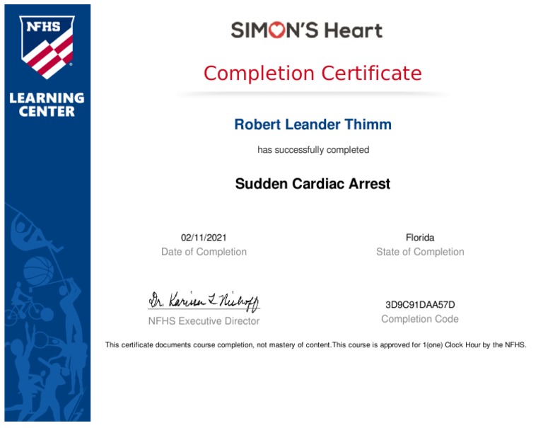 Certificate Cardiac Arrest PDF