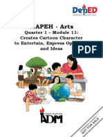 MAPEH - Arts: Quarter 1 - Module 11: Creates Cartoon Character To Entertain, Express Opinions, and Ideas