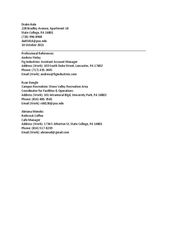 Professional References | PDF