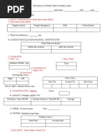 Physical Fitness Test Score Card