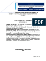 Manual para Protocolo de Bioseguridad para El Manejo y Control Del Riesgo Del Coronavirus