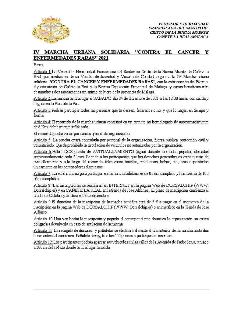 IV Marcha Solidaria Contra el Cáncer 2021 | PDF