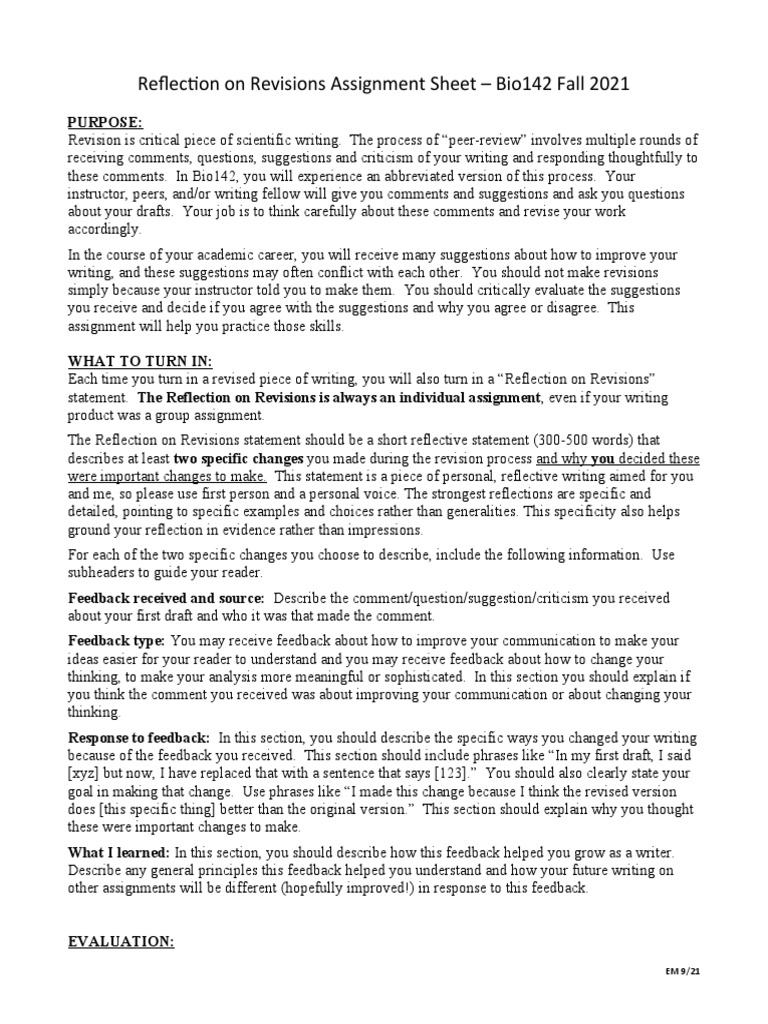 Reflection And Revision Exercises – CGKWYM