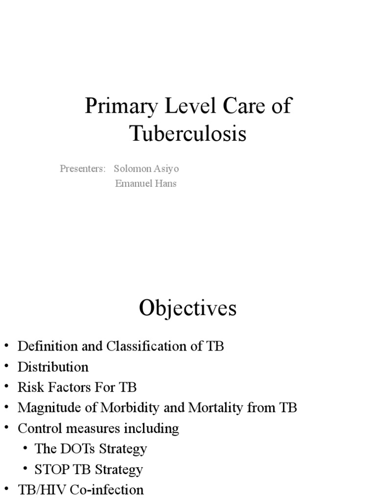 Primary Level Care of TB 1 | PDF | Tuberculosis | Mycobacterium ...
