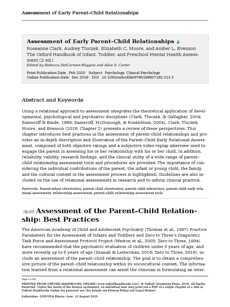 Assessment of Early Parent Child Relationships | PDF | Attachment ...
