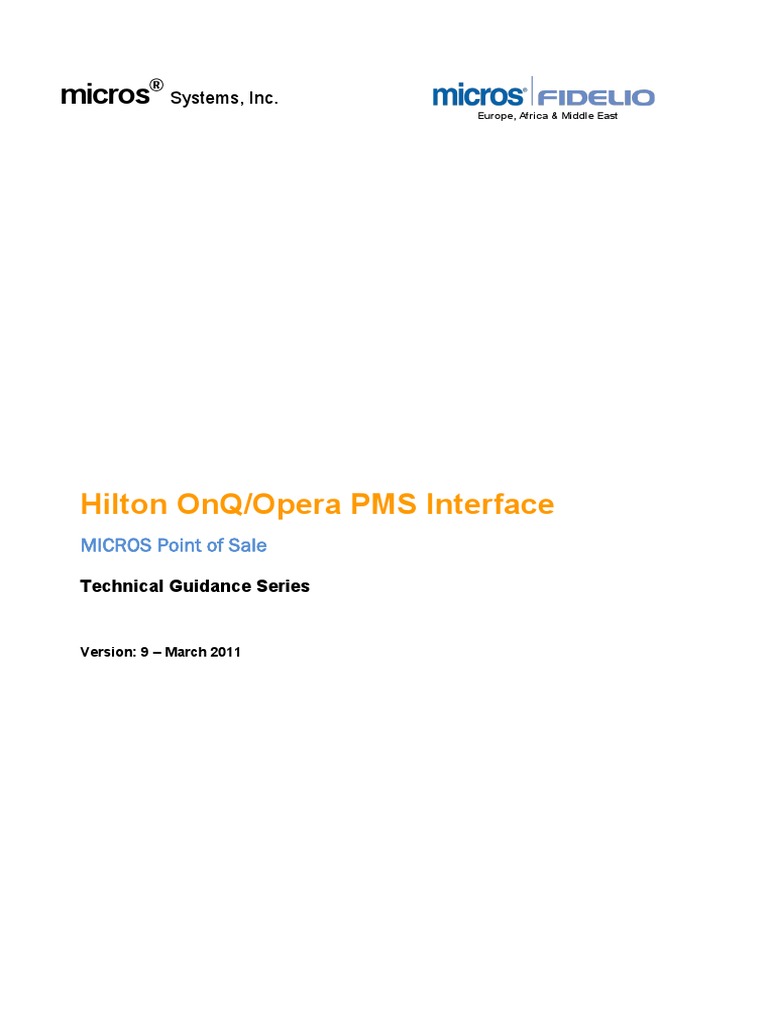 Micros Hilton Onq/Opera Pms Interface PDF Payment Card Industry