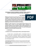 Ekeys, EMANCIPAÇÃO POLÍTICA E HUMANA E O SERVIÇO SOCIAL AVANÇOS, LIMITES, CONTRADIÇÕES E DESAFIOS PARA A PROFISSÃO