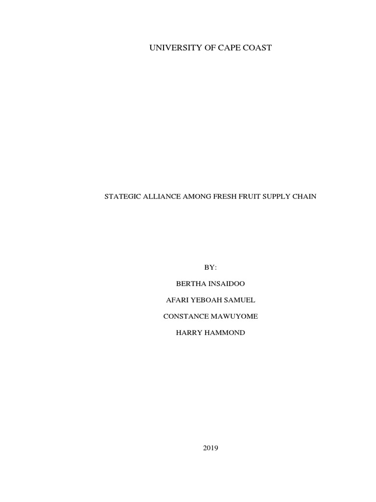 Strategic Alliances Among Fresh Fruit Supply Chain Actors in the Cape