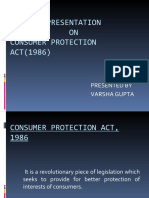 Presentation ON Consumer Protection ACT (1986) : Presented by Varsha Gupta