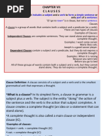 Clauses: Group Includes Subject Verb Form Simple Sentence Sentence