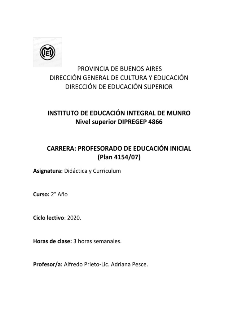 Didáctica y Curriculum en Educación Inicial | PDF | Educación de la ...