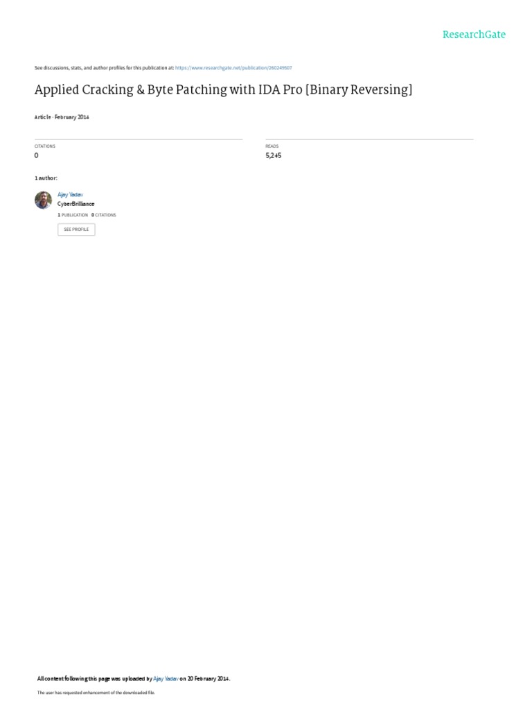 Applied Cracking & Byte Patching With IDA Pro (Binary Reversing) | PDF ...