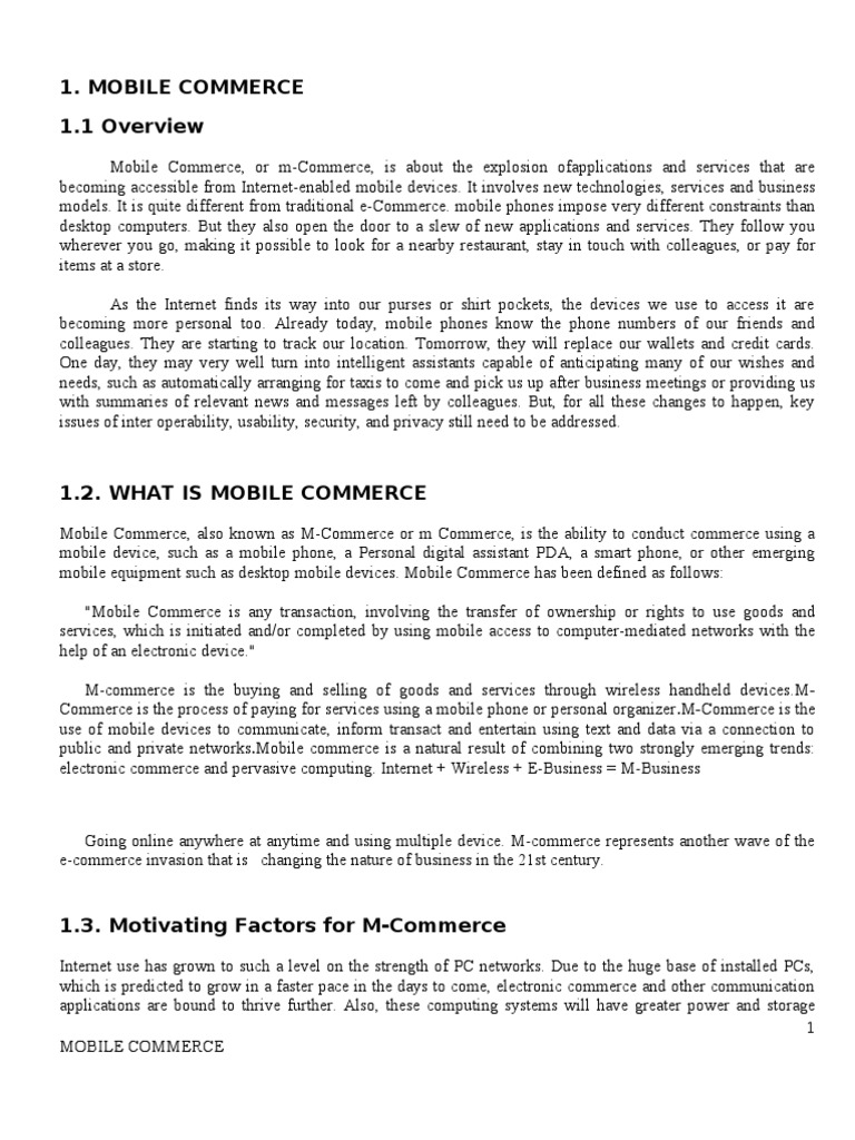 Understanding Mobile Commerce (M-Commerce) | PDF | E Commerce | Smart Card